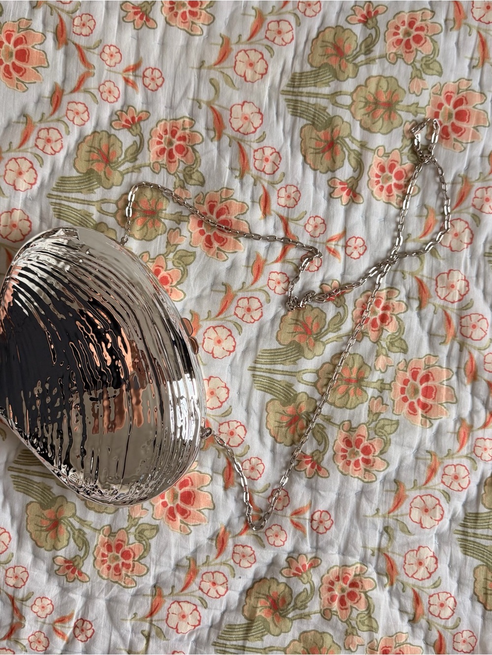 Anthropologie Silver Textured Dome Crossbody